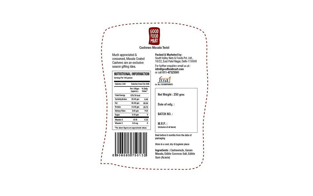 Good Food Mart Rice Cashews Masala Twist   Pack  250 grams